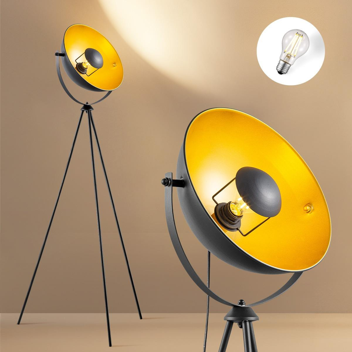Home Sweet Home Letal klassieke vloerlamp - zwart/goud