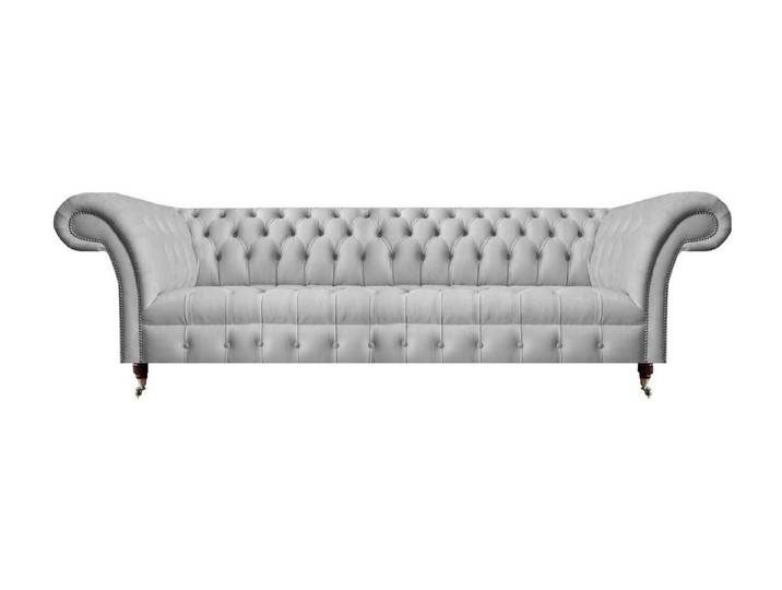 Xlmoebel Chesterfield-Sofa Luxuriöses graues Sofa im Chesterfield-Stil mit Knopfverzierungen, Sofa 4-Sitzer, Hergestellt in Europa