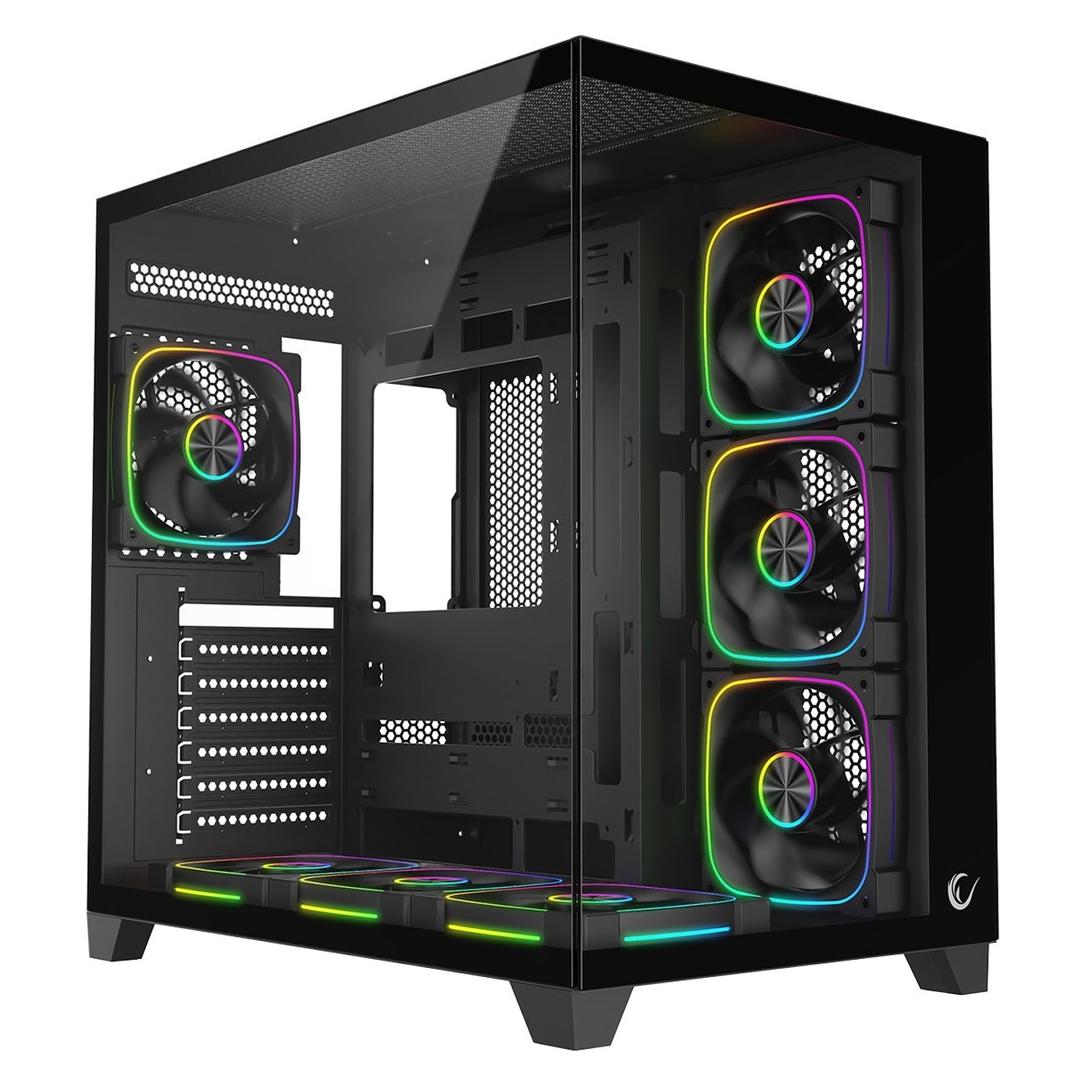 Rampage Obudowa Obudowa PC ze szkłem hartowanym SEALITE 7x wentylator ARGB PWM Czarna (ATX, mATX, Mini-ITX) (SEALITE-BLACK)