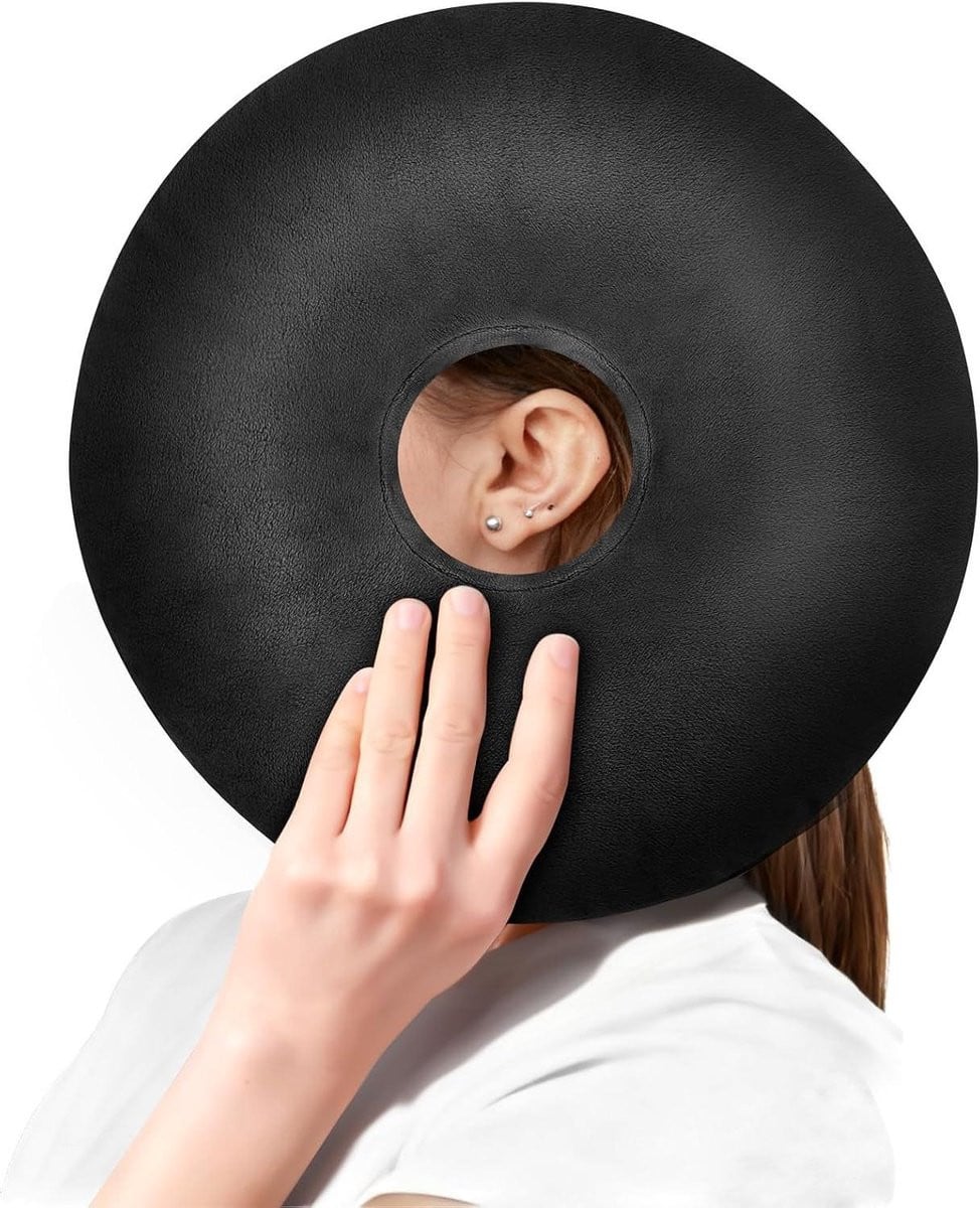 Zwart Piercingkussen Donut - Comfortabel en ademend oorkussen - Diameter: 29 cm