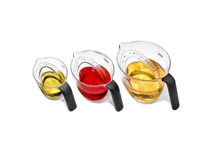 OXO 1056988 Good Grips Messbecher-Set, 3-teilig, plastik, Schwarz OXO Good Grips Winkel-Messbecher mit Markierungen, verschiedene Größen, 3-teiliges Set