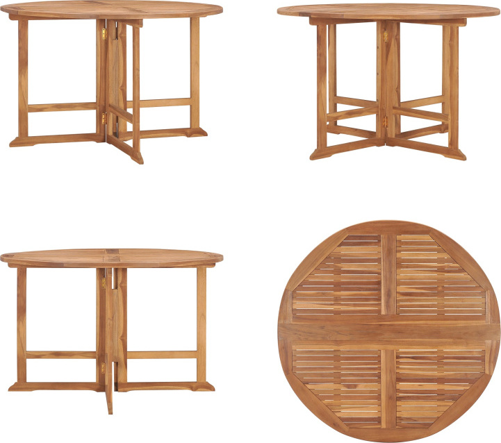 vidaXL Garten Esstisch Klappbar Ø110x75 cm Massivholz Teak - Garten-Esstisch - Garten-Esstische - Holz-Garten-Esstisch - Massivholz-Garten-Esstisch