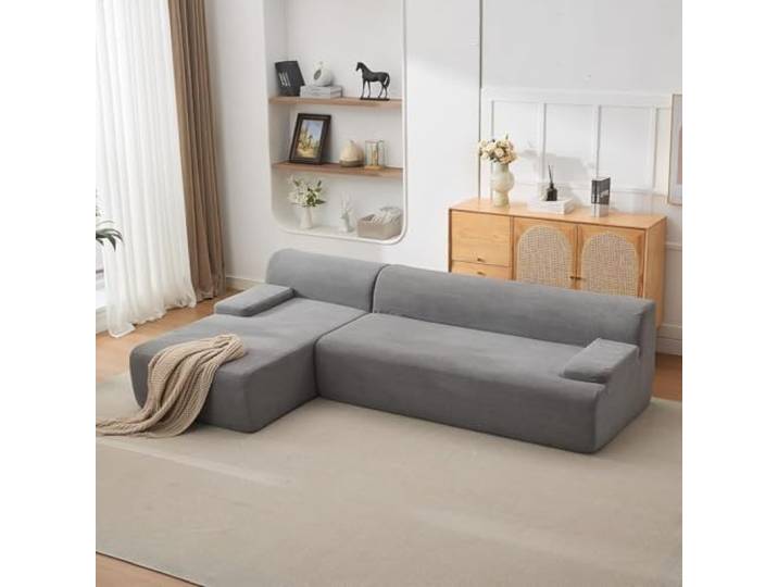 GarveeMore Superweiches Cloud Ecksofa Mit Chaiselongue – l-Förmiges Sofa, Tiefe Sitzfläche, Kein Aufbau Nötig