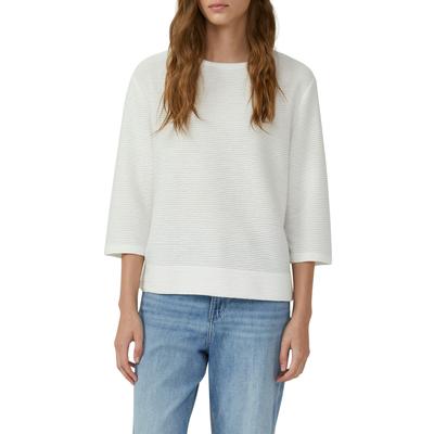 Sweater S.OLIVER, Damen, Gr. 44, beige (ecru), Sweatware, Obermaterial: 65% Polyester, 35% Viskose, gestreift, regular fit taillenbedeckt, Rundhals, gerader Abschluss, Sweatshirts Sweater, mit Streifen Muster