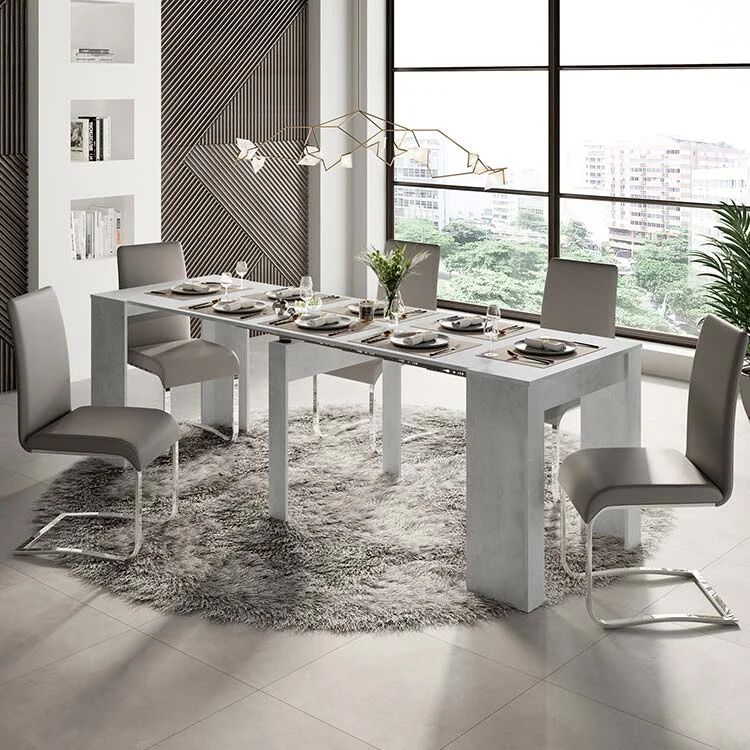 garneroarredamenti Tavolo consolle allungabile moderno 54/252cm grigio cemento Violette