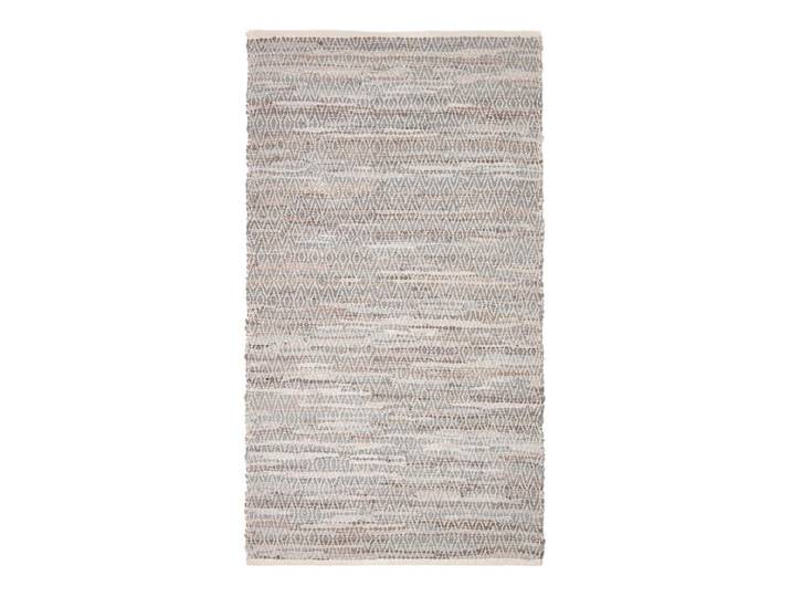 Homescapes Lederteppich gewebt mit Rautenmuster 120/180 cm, Grau, Leder, Rechteckig, 120x180 cm, Teppiche und Böden, Teppiche