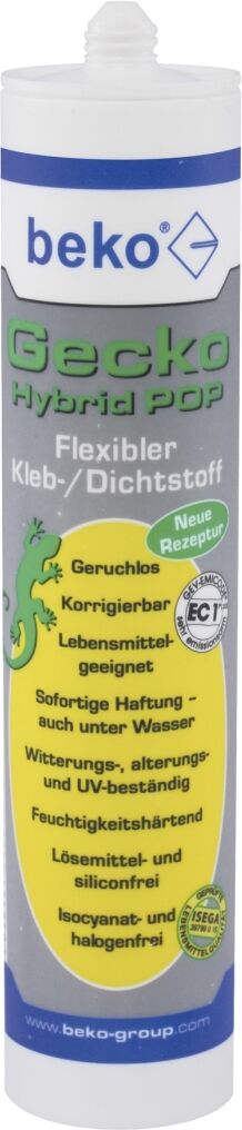 Beko Gecko Hybrid Pop, flexibler 1K-Kleb-/Dichtstoff, schwarz, 310 ml