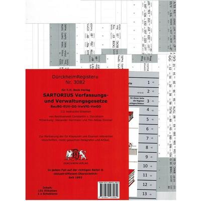 DürckheimRegister® SARTORIUS, Gesetze und §§, OHNE Stichworte, Pappband von Constantin Dürckheim, Dürckheim Verlag, 978-3-86453-308-2
