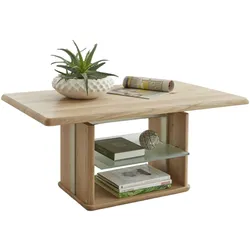 FUNKTIONSTISCH Chantal höhenverstellbar 110x65x50 Couchtisch Massivholz Wildeiche Bianco