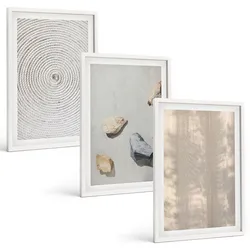 BILDER SET 3er Set - 40x60 cm Weißer Rahmen - Boho-Naturtexturen und -Strukturen
