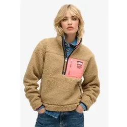 Superdry für Damen. W2012343A Vintage Retro beige halber Reißverschluss Fleece (XS), Lässig, Polyester