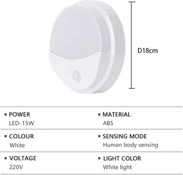 Friendly Fresh Finds GlowGuard Motion Sensor Wall Light Waterproof Outdoor LED Porch And Staircase Lamp round
