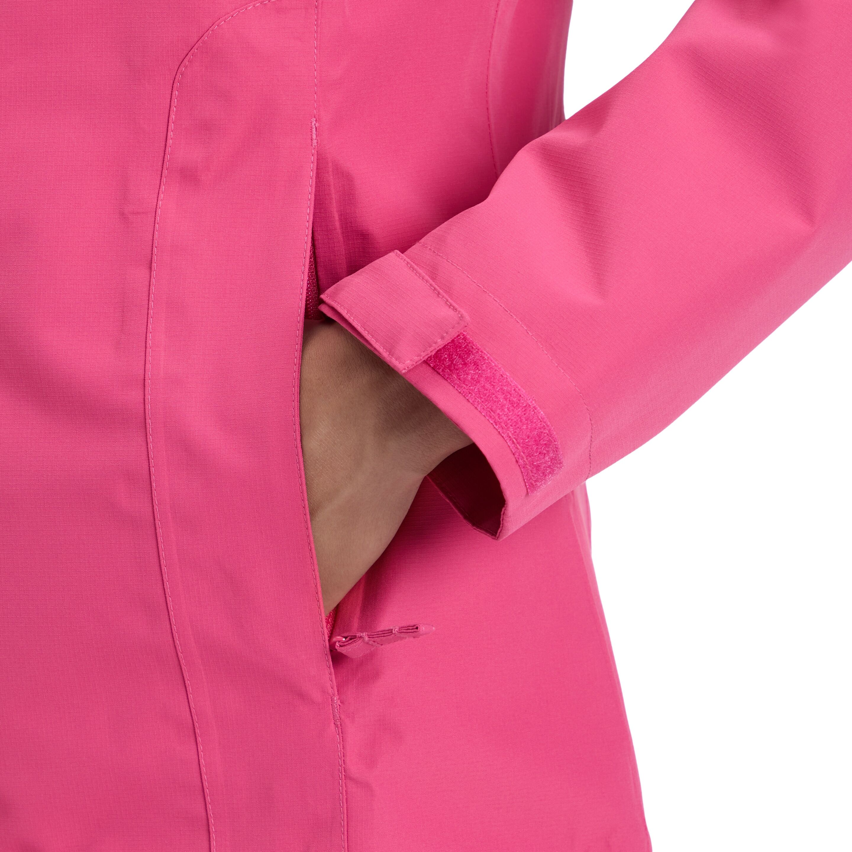 Outdoorjacke MCKINLEY "DA.-REGENJACKE CARLIDE W", Damen, Gr. 48, pink (411 pink schwarz), Web, Obermaterial: 100% Polyester, Jacken Outdoorjacke, für vielseitige Aktivitäten, mit AQUAMAX-Technologie