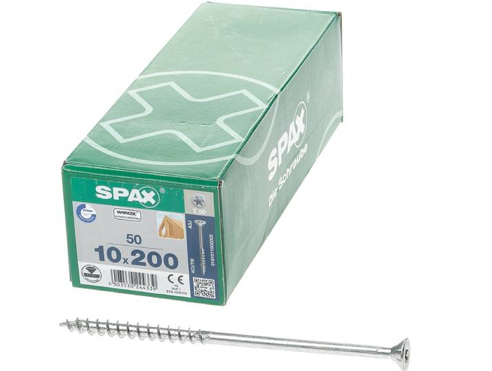 Spax-s Spaanplaatschroef platverzonken kop geel verzinkt T50 10 x 200mm
