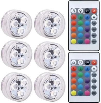 Uplift Picks Waterproof Submersible RGB LED Lights With Remote Control 6 Pcs with Remote