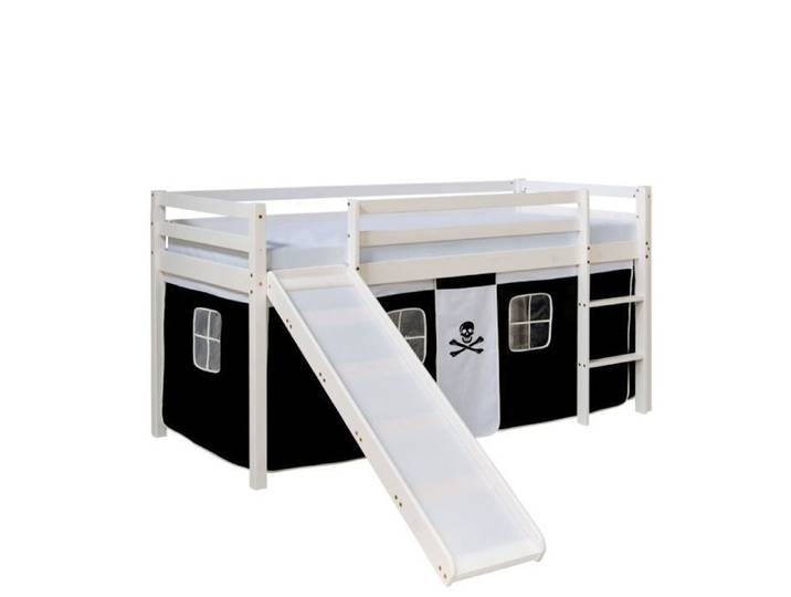 Lit noir mi-haut 90x200 cm avec matelas toboggan