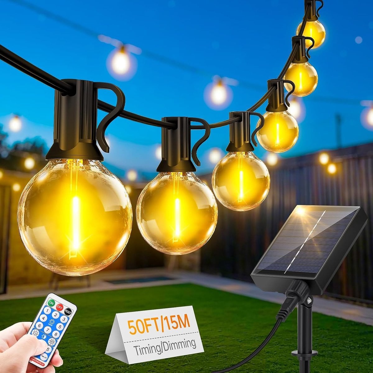 Led-lichtsnoer voor buiten op zonne-energie, 15 meter