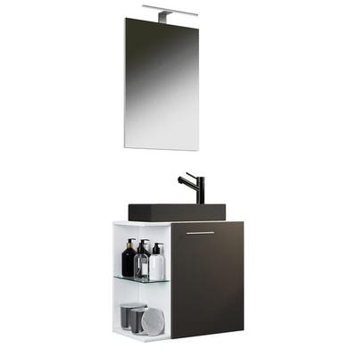 3-tlg Waschtisch Hausa Spiegel Toilette Schwarz
