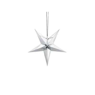 PartyDeco 50x Papierstern, 30cm, silber