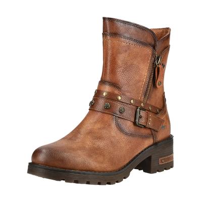 Bikerboots MUSTANG SHOES "Mustang Shoes Stiefelette Lederimitat", Damen, Gr. 37, cognac, Lederimitat, Schuhe Bikerboots
