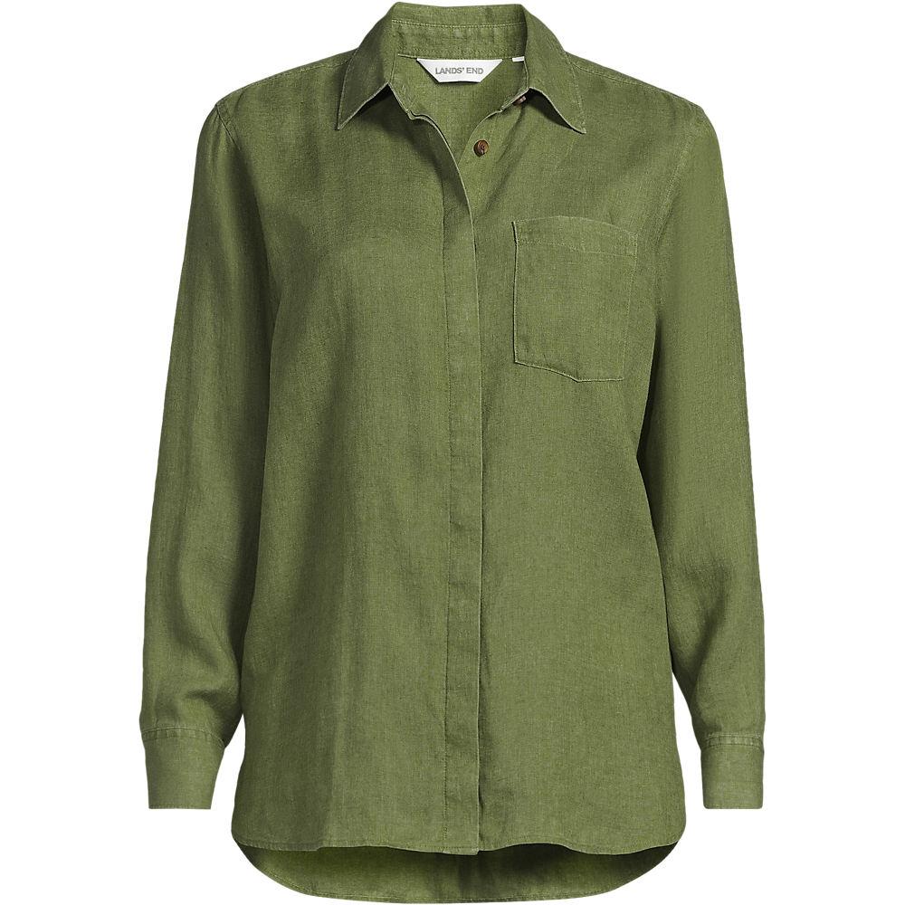 Premium Reinleinen-Bluse für Damen in Petite-Größe, Damen, size: petite, Grün, Leinen, by Lands' End