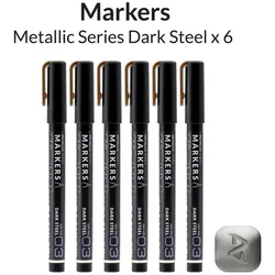 Gaahleri Metallic Series Markers * 6 Dark Steel