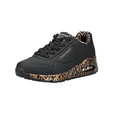 Sneaker SKECHERS "Skechers Sneaker Lederimitat", Damen, Gr. 41, schwarz (schwarz, gold), Lederimitat, Schuhe Sneaker