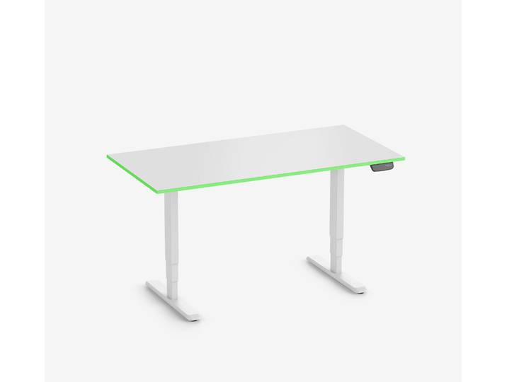 Primus Gamingschreibtisch Rechteck, Weiß Silk-Touch Acid Green 160x80