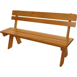 Gartenbank MCW-L66, Sitzbank Holzbank Parkbank, Gastronomie-Qualität, Massiv-Holz MVG 148cm ~ honigfarben