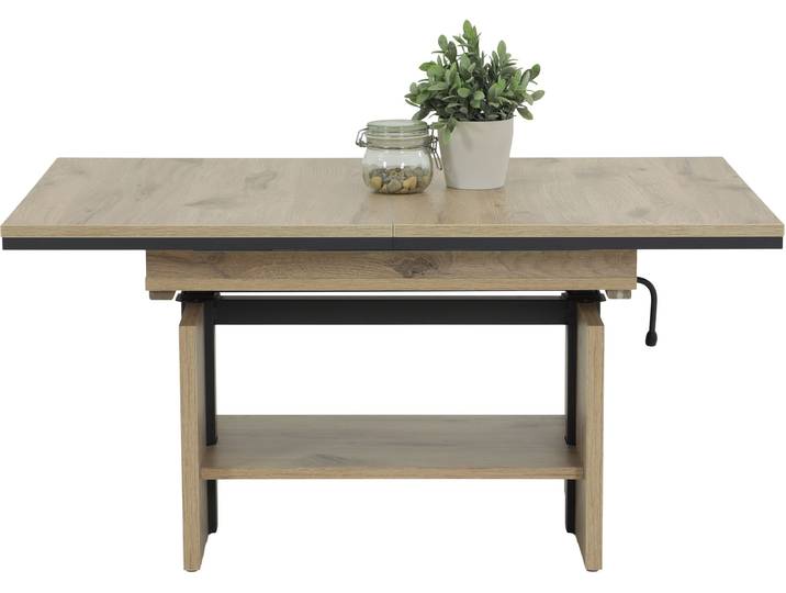 Couchtisch HELA INGO , braun (viking oak, anthrazit, viking oak, anthrazit, viking oak, anthrazit), B/H/T: 150cm x 72cm x 70cm, Einlegeplatte, Tische, Couchtisch, ausziehbar; Synchronauszug; Höhenverstellbar; Ablageboden