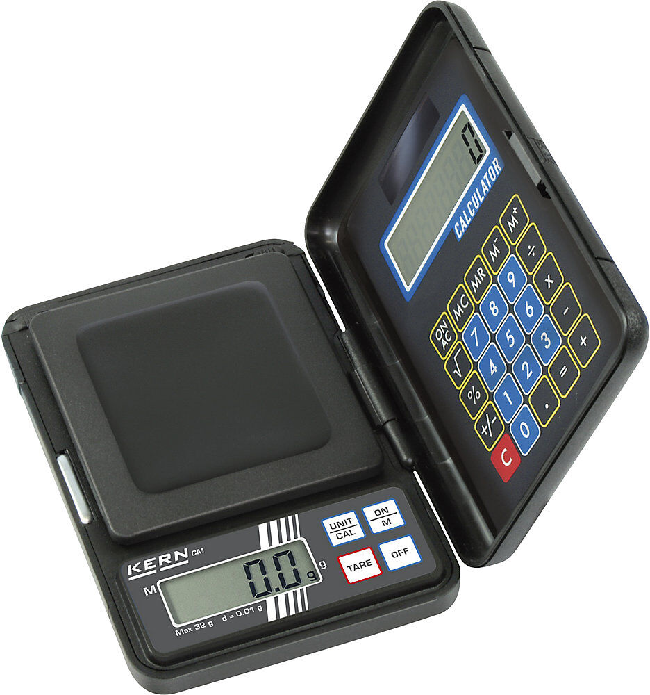 Taschenwaage, mit integriertem Taschenrechner, Wägebereich bis 1000 g, Ablesbarkeit 1 g, Wägeplatte 70 x 80 mm KERN