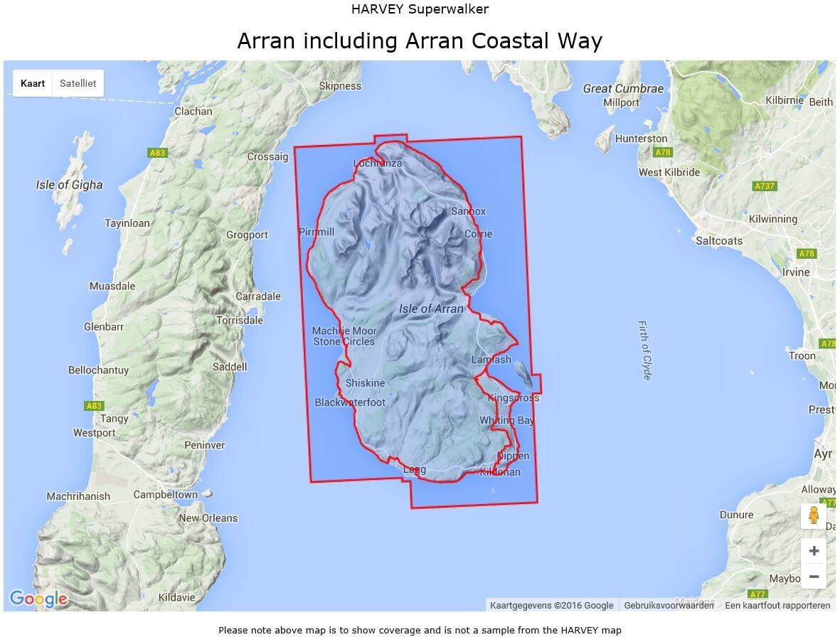 Carte de randonnée - Arran & Arran Coastal Way XT25   Harvey Maps - Superwalker maps