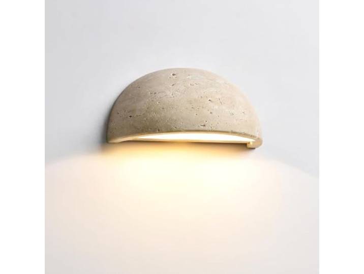 Stesulfr Nordische moderne Marmor Wandleuchte Wabi Sabi Art Beleuchtungskörper Halbmond Halbkreis gelbe Travertin Wandlampe japanischer Stil Naturstein Nachttisch Schlafzimmer Foyer Eingangsbereich