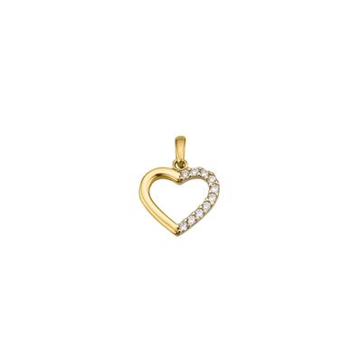 Kettenanhänger FIRETTI "Schmuck Geschenk Gold 333 Halsschmuck Anhänger Herz halb halb bicolor", gelbgoldfarben, kristallweiß, kristallweiß, Schmuckanhänger, Damen, Gelbgold 333, 0,5 g, Kettenanhänger, mit Zirkonia (synth.)