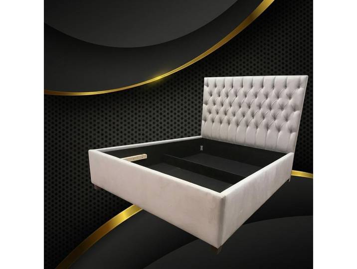 Xlmoebel Polsterbett Chesterfield Bett im Luxus Design für Doppelzimmer Gold, Made in Europa