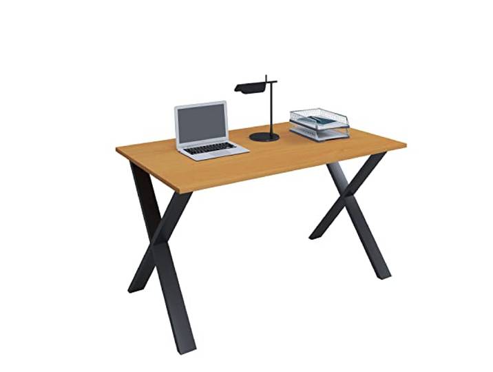 VCM Schreibtisch Schwarz/Buche 80x50x76 cm Holzwerkstoff und Homeoffice Schreibtisch mit stabilem Metallgestell - Büro und Homeoffice - Erwachsene und Studierende - Holzwerkstoff, schlichtes Design