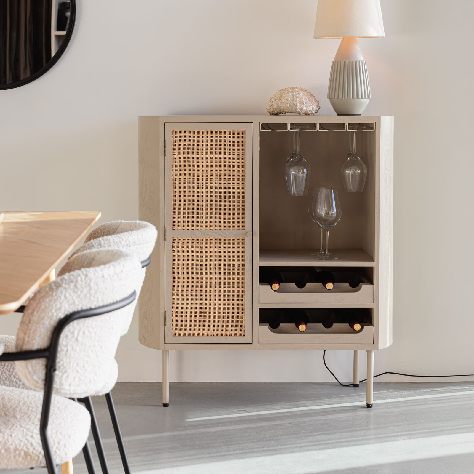 ZILT Wijnkast Meja Rattan Beige B: 100 cm, D: 90 cm