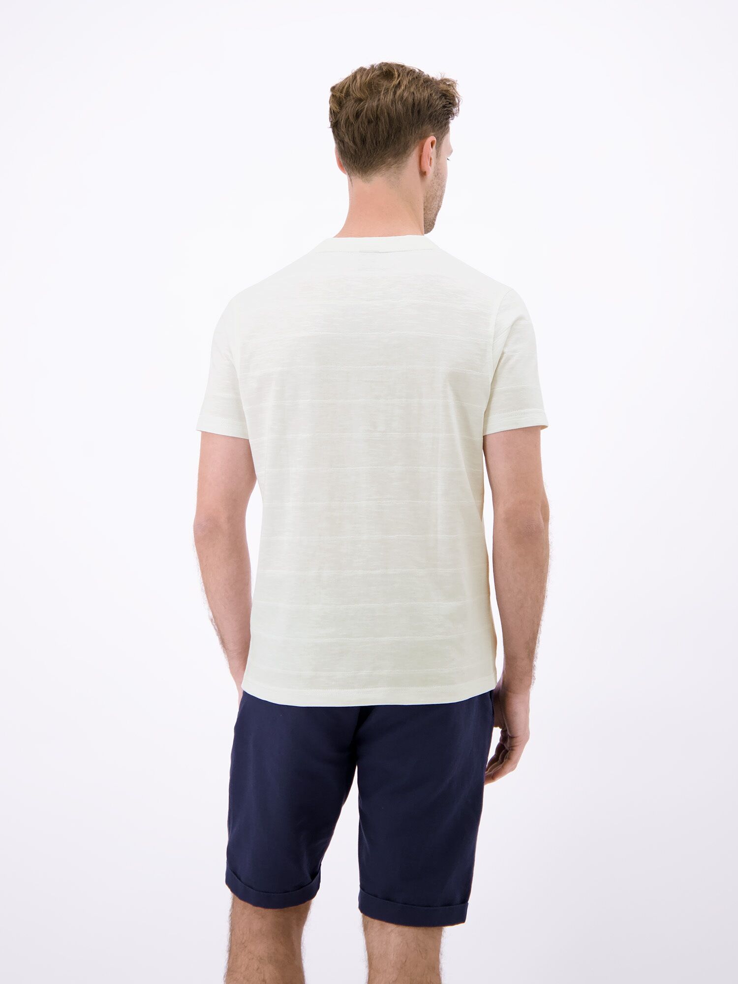 T-Shirt LERROS "T-Shirt mit V-Neck in Strickqualität", Herren, Gr. L, broken weiß, 100% Baumwolle, V-Ausschnitt, Shirts T-Shirt