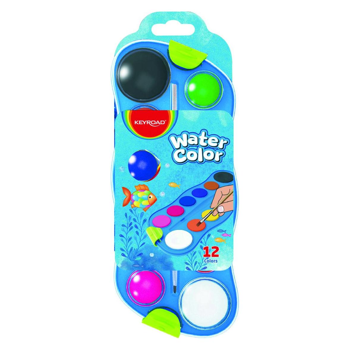 Keyroad Aquarellfarben, mit pinsel, 12 farben, anhänger (45650156)