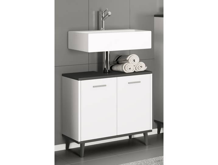 Meuble sous-vasque Landos 60 x 56 x 28cm Blanc/Blanc/Anthracite