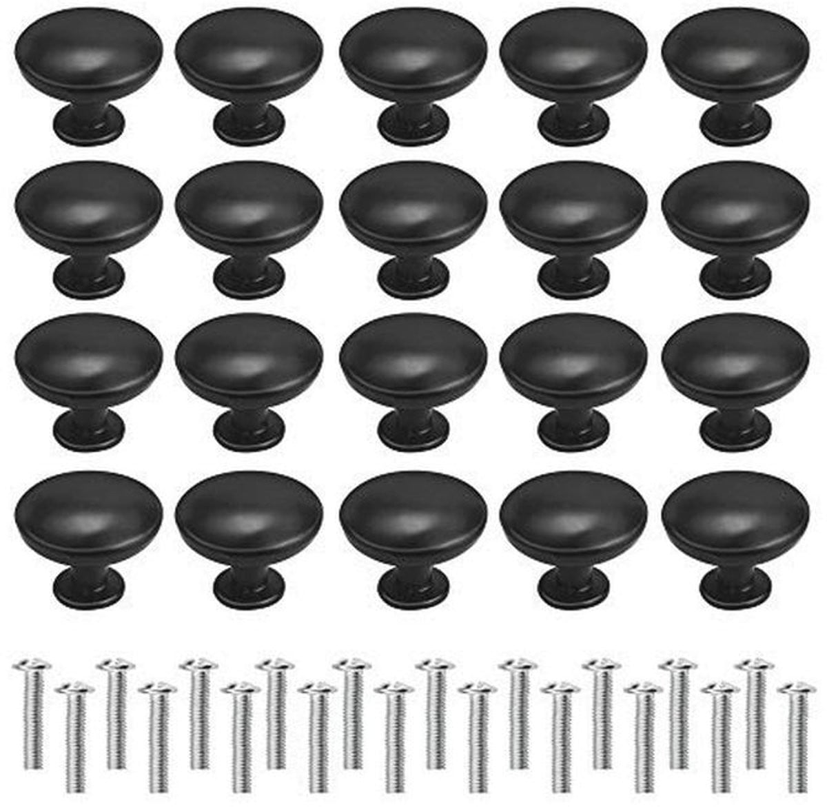 20 Stuks Ronde Deurknoppen voor Meubels - Gematteerd Zwart