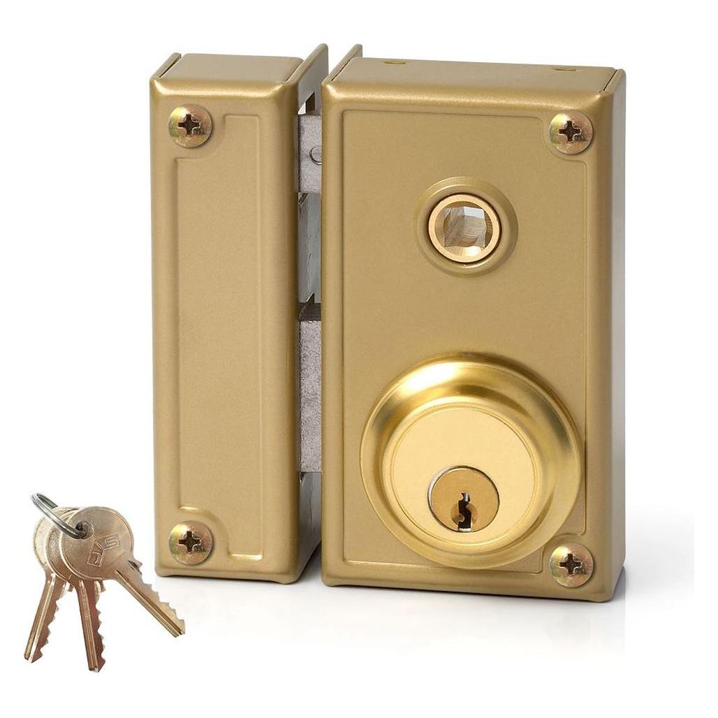 Jis Türzusatzschloss 35-6I Gold 52 Mm Links Obenauf Legen (Schrankschloss) (45323849)
