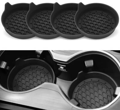 Inspired Finds Universal Silicone Car Cup Holder Coasters Non Slip Interior Pads (2 4pcs) black 4pcs