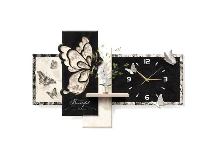 YIXANNX Foyer,Butterfly Shadow Dream A 80 * 55cm Doppelschicht Sand Esstisch für 2, stilvolle moderne Wanduhr Ausstellung
