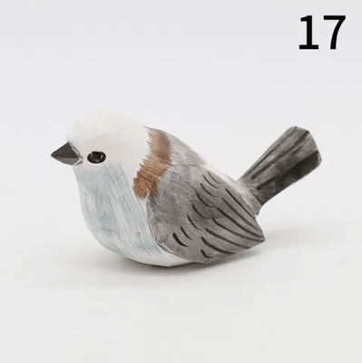 Inspire Curations Hand Carved Wooden Bird Figurine Mini Handmade Wood Bird Decor Cute Ornament 17
