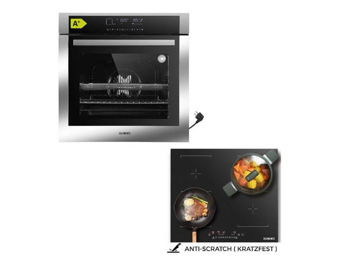 KB Elements Induktions Herd-Set Kratzfestes Induktion 60 cm mit Einbaubackofen 60 cm, mit 2-fach-Teleskopauszug, Einbaubackofen Full Touch, Kratzfestes Induktionskochfeld