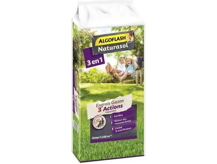 ALGOFLASH NATURASOL Engrais pour gazon AG3BIO250 3 mesures anhydride naturel - 10 kg
