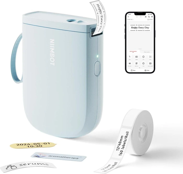 Niimbot D11_H blau + Rolle mit Etiketten