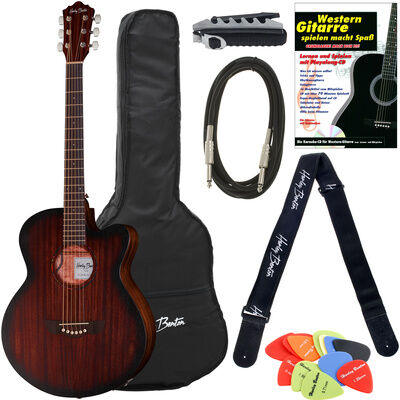 Harley Benton Delta Blues MJCE Bundle Bourbon Vintage Satin Burst