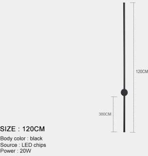 Inspired Living Modern Linear LED Wall Sconce Black Minimalist Bedside Light black 120cm cool White(5500 7000k)